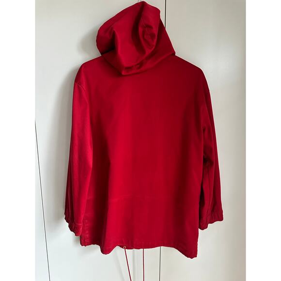 St John Sport Red Hooded Jacket Size M Zip Front Nautical Coastal Preppy Style - Picture 6 of 10